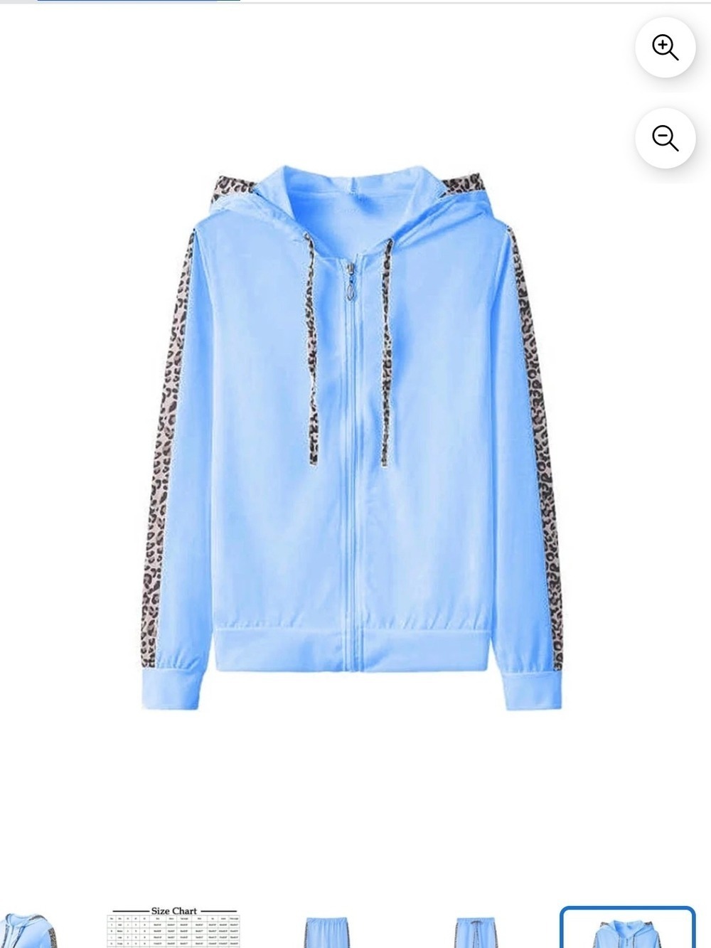 Light Blue Tracksuit Set Leopard Print Hoodie & Joggers 4XL. NWOT - Picture 4 of 16